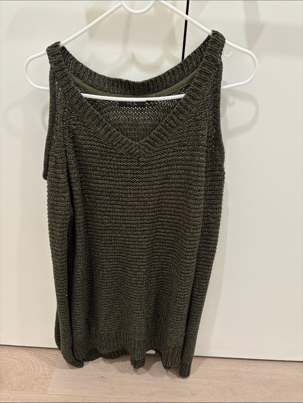 RBD Olive Green Knit V-Neck Tank Sweater